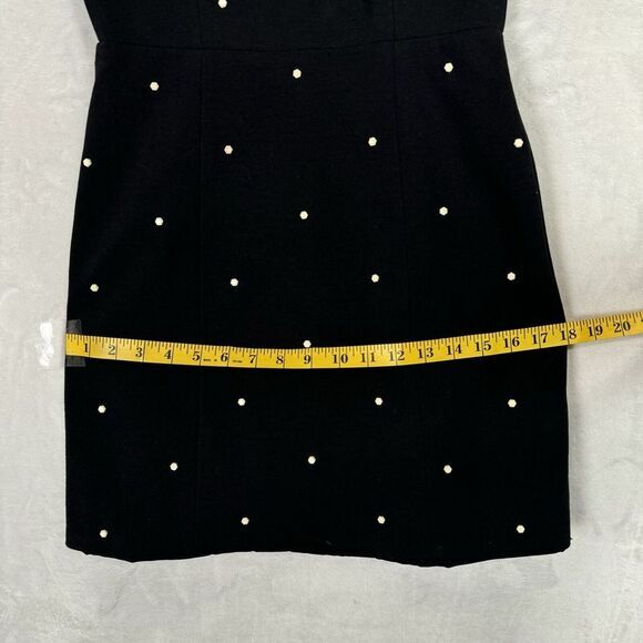 Tibi Black Ivory Beaded Mini Dress Size 4 Cutout Back Polka Dot Retro Sleeveless - Picture 10 of 16